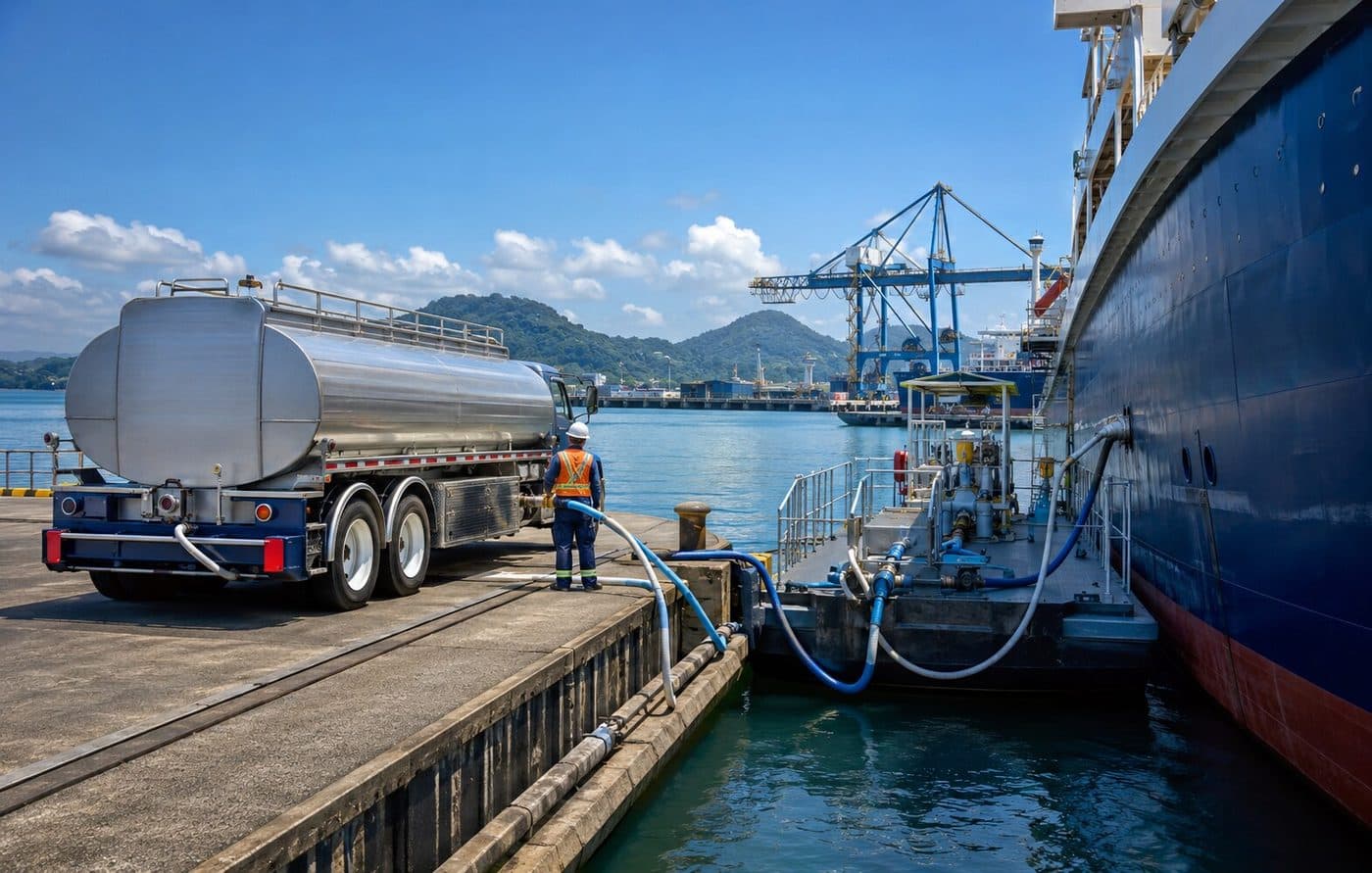 Operación de suministro de agua potable a instalaciones y embarcaciones